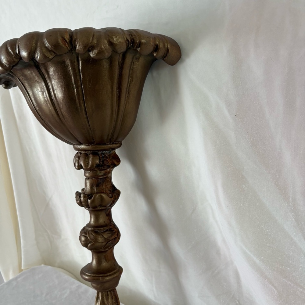 Vintage plaster bronze gold baroque wall hanging sconce vase home decor - Picture 5 of 5